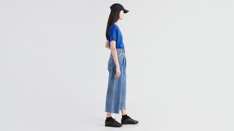 levi's ribcage pleated cropped jeans