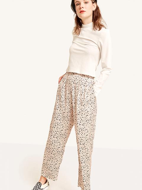 Cream Leopard Satin Trouser