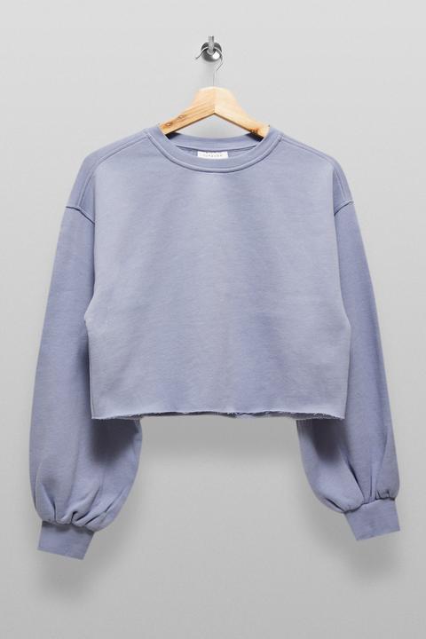 Womens Blue Cropped Sweatshirt - Blue, Blue