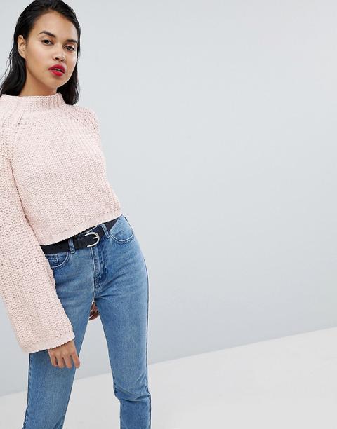 Missguided - Maglione Lavorato Con Maniche Svasate - Rosa