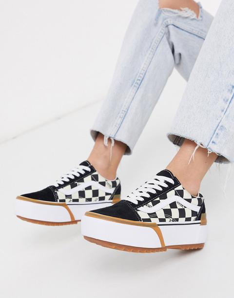 Vans Old Skool Stacked Trainer In Checkerboard-multi