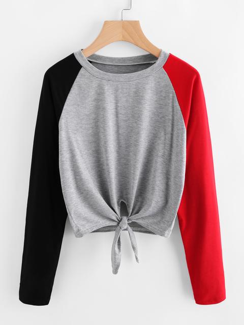 T-shirt Con Maniche Raglan A Contrasto