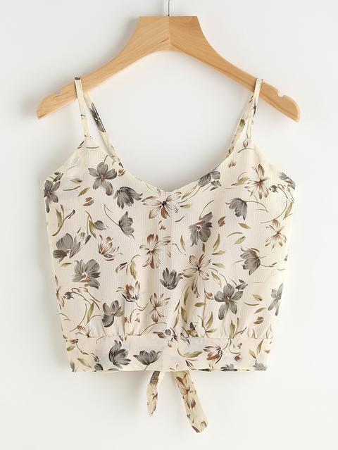 Lace Cami Top Con Printed Calico