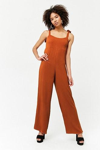 Forever 21 Self-tie Wide-leg Jumpsuit , Ginger