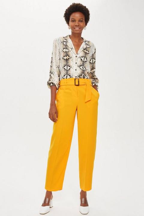 Womens Belted Peg Trousers - Orange, Orange