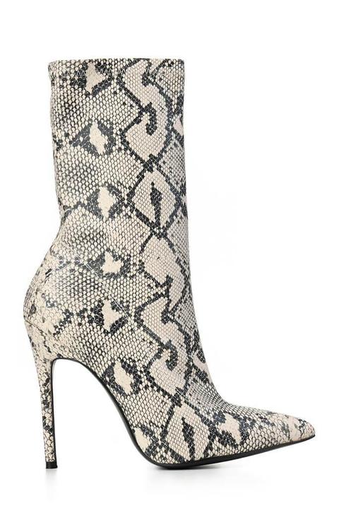 grey snake print ankle boots