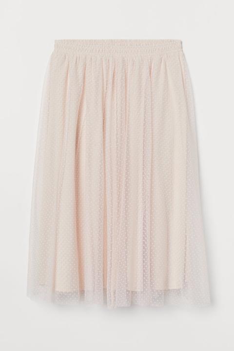 H & M+ Falda De Tul Con Lunares - Rosa