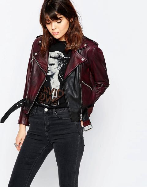 Chaqueta Biker Con Lavado Marcado De Asos Premium