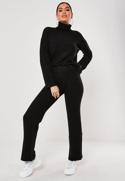 Black Knit Jumper And Trouser Co Ord Set, Black