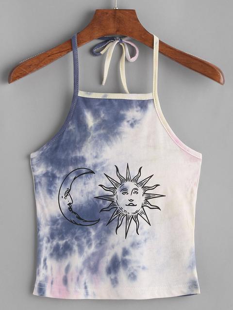 Tie Dye Print Halter Top