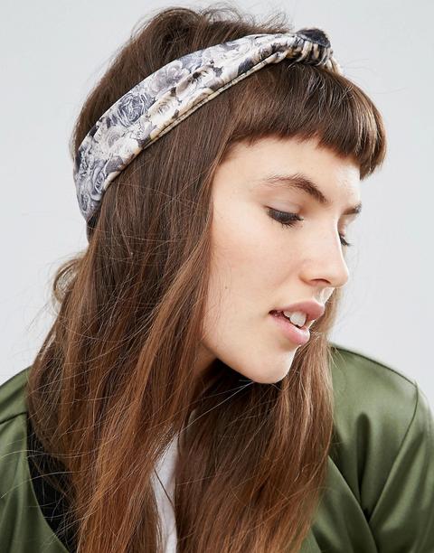 Diadema Estilo Turbante Con Nudo Y Estampado De Rosas De Asos