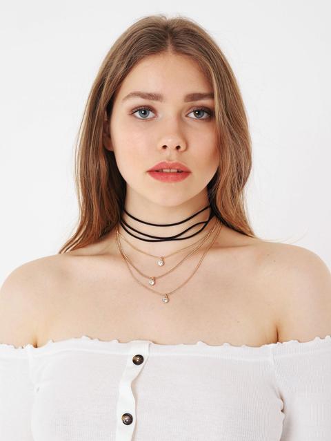 T-shirt Off The Shoulder Con Bottoni Bianco Lana