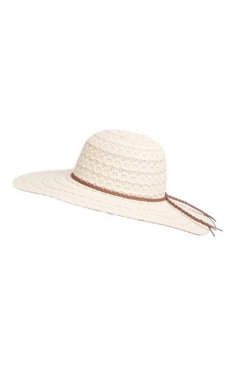 Sombrero Flexible De Crochet Color Crema