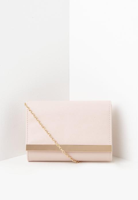 Pink Metal Trim Clutch Bag