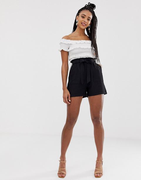New Look Shorts With Paperbag Waist In Black