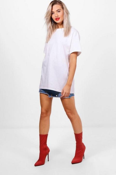 Womens Basic Oversized Boyfriend T-shirt - White - S, White