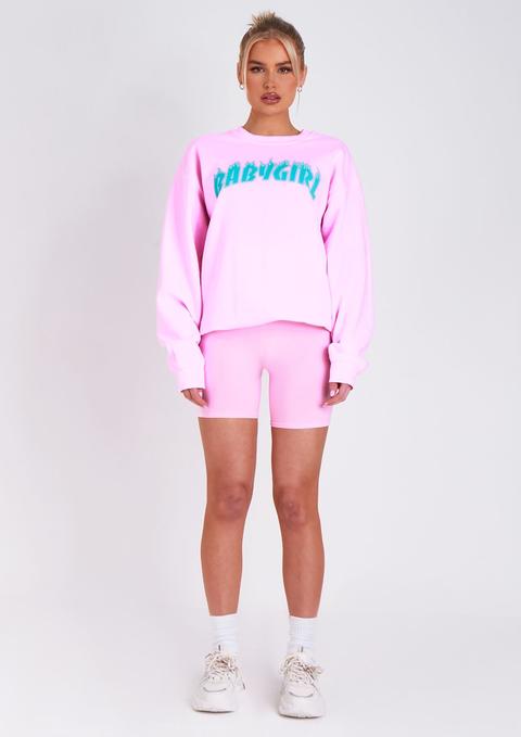 Sancia Pink Babygirl Slogan Oversized Sweatshirt