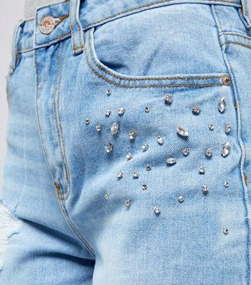 Blue Studded Mom Jeans