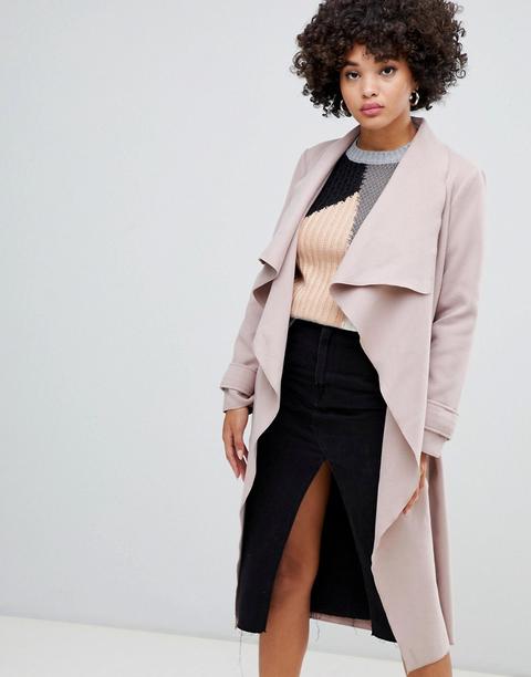 Missguided - Cappotto A Cascata Cammello - Beige