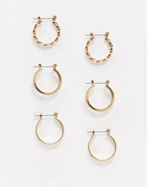Pack De 3 Pendientes De Aro De 20 Mm Dorados De Asos Design