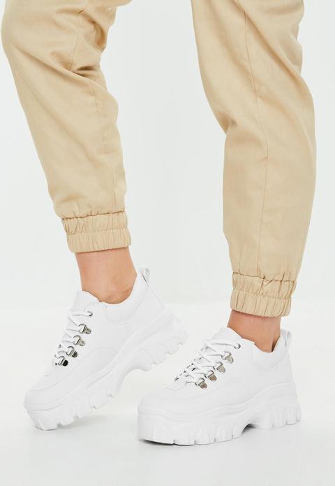 White Super Chunky Sole Trainers, White 