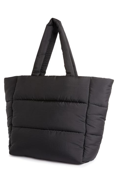 Black Oversized Puffy Shopper Bag