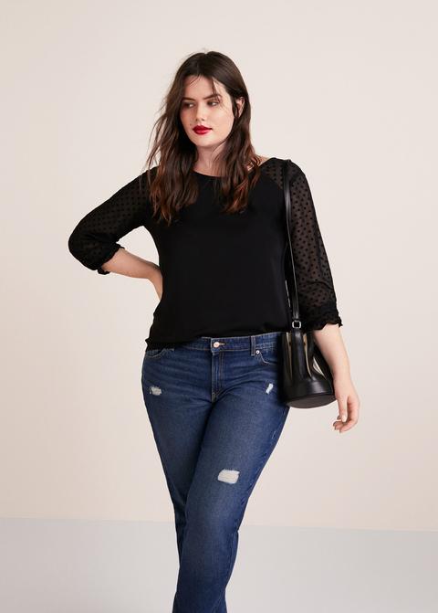 Blusa Semitransparente Lunares from Mango Outlet on 21 Buttons