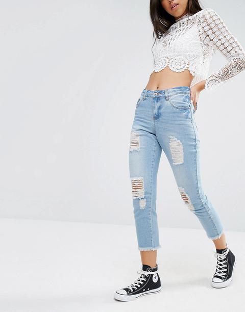 Boohoo Raw Hem Mom Jean