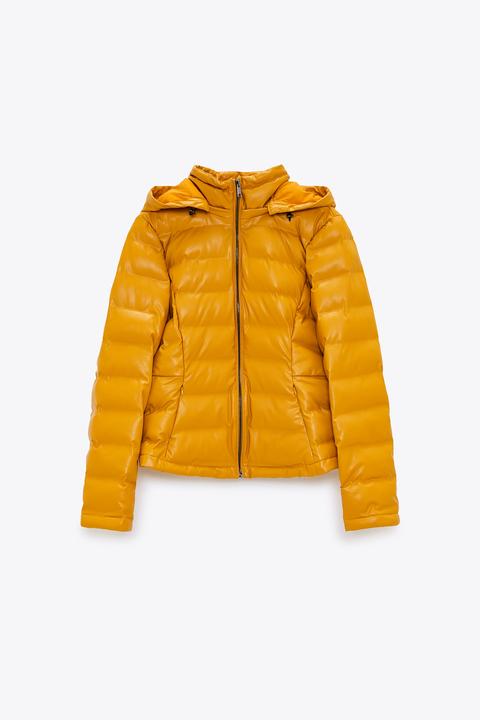 Faux Leather Puffer Jacket