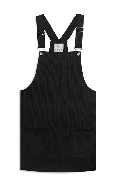 Black Cordroy Pinafore Dress