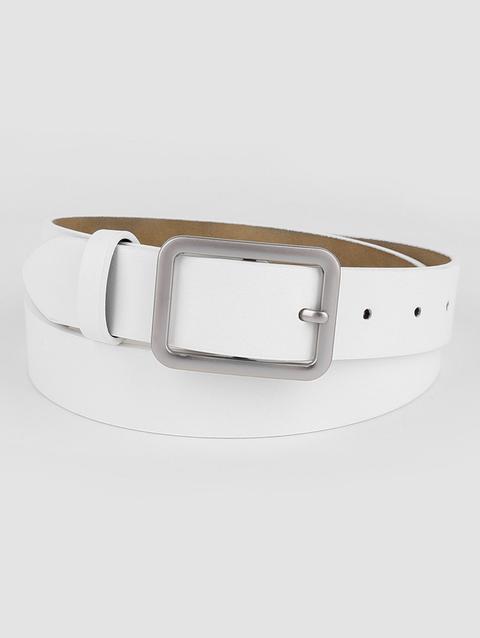 Cintura Fibbia Argento Vintage In Ecopelle Bianca White