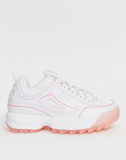 pink and white fila trainers