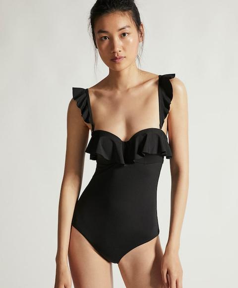 Bañador Bandeau Volantes Color: Negro Talla: Xl Material: Poliuretano,elastano,poliéster,poliamida,