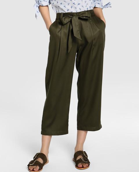 Pantalón Fluido Cropped De Mujer