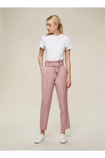 Womens Pink Paper Bag Trousers, Pink