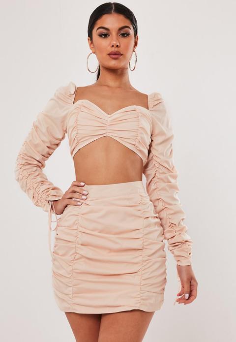 Stassie X Missguided Blush Co Ord Ruched Mini Skirt