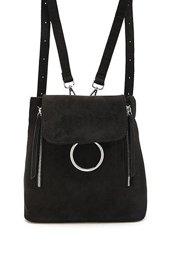 Forever 21 Faux Suede Mini Backpack Black