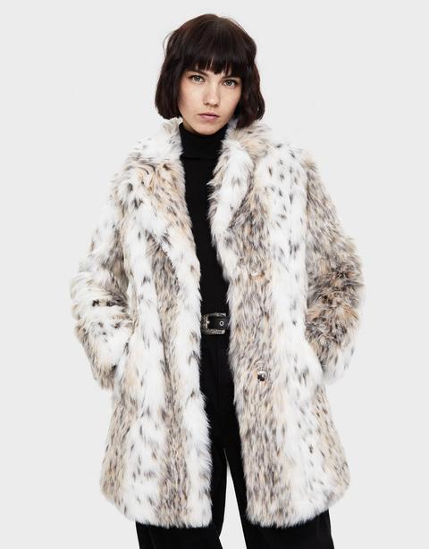Leopard Print Faux Fur Coat de Bershka 21 Buttons