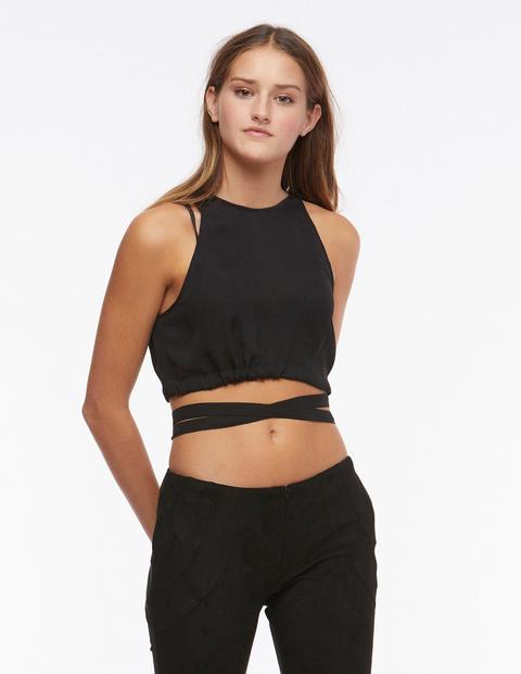 Crop Top Lazos Negro