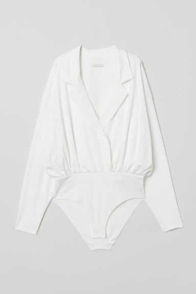 H & M - Body De Manga Larga - Blanco