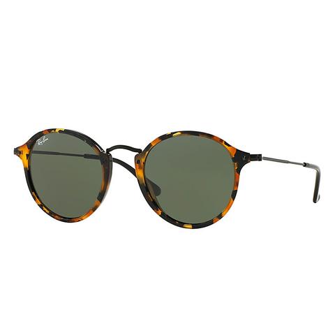 Ray Ban Round Fleck Unisex Sunglasses Lenti: Verde, Montatura: Nero - Rb2447 1157 49-21