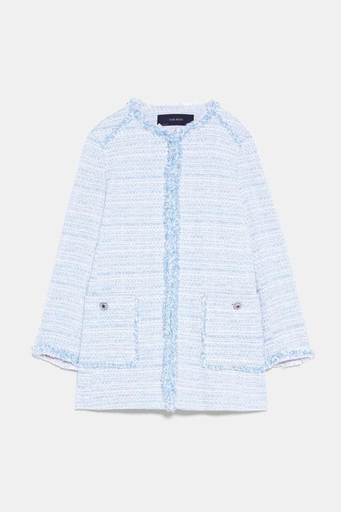 Long Tweed Blazer from Zara on 21 Buttons