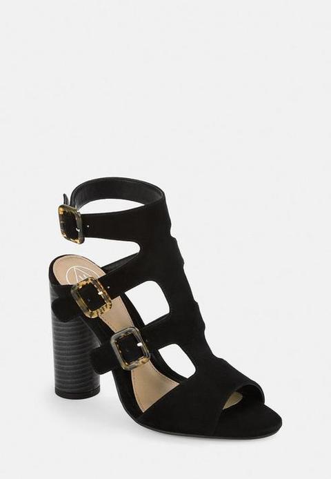 buckle block heel sandal