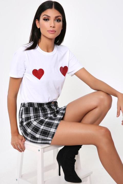 White Glitter Hearts T-shirt