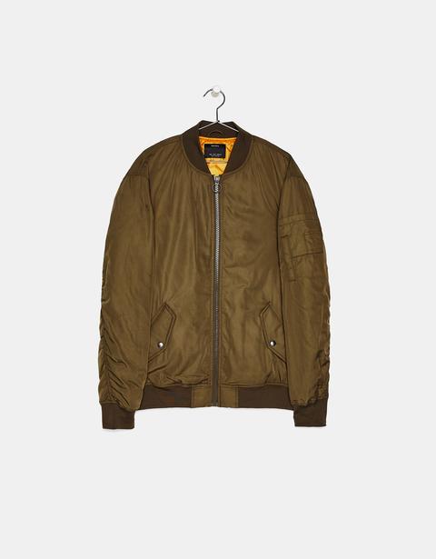 Bomber Jacket With Gathered Sleeves