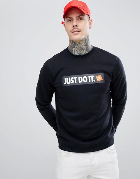 Nike - Just Do It - Felpa Nera Con Logo Riquadrato 928699-010 - Nero