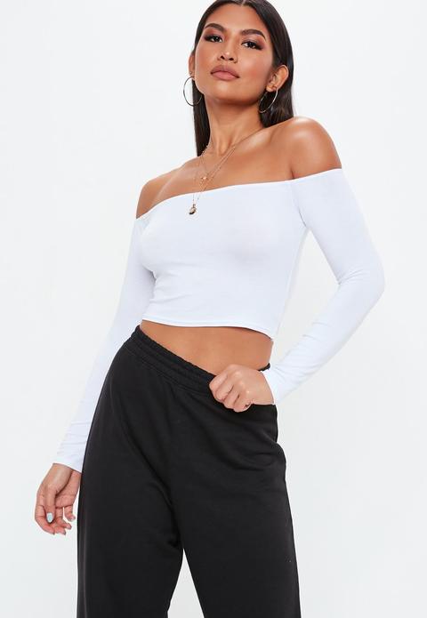 white bardot shirt top