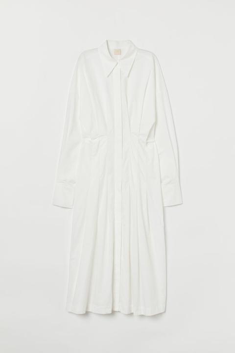 Cotton Poplin Shirt Dress - White