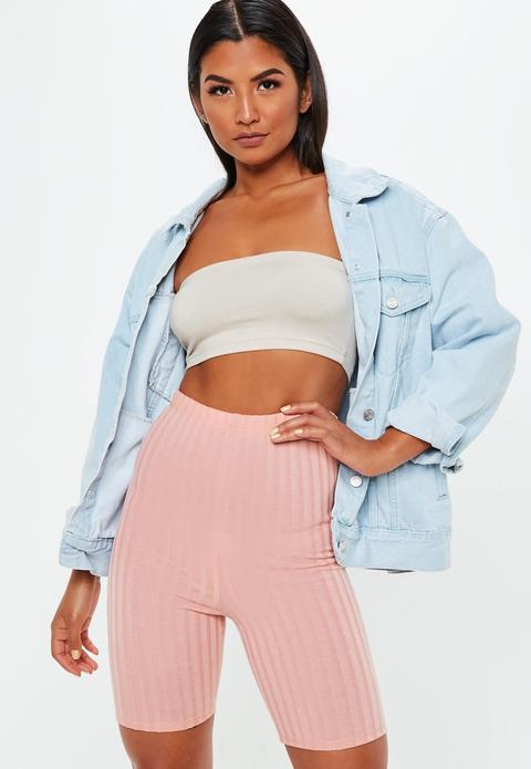 Nude Ribbed Highwaisted Cycling Shorts 