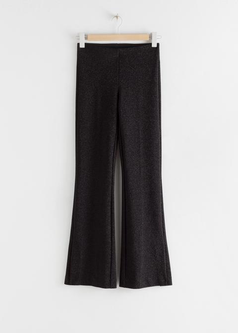 Glitter Lurex Stretch Kick Flare Trousers